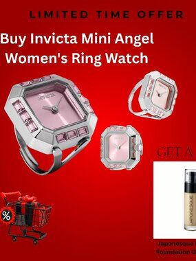 Invicta Mini Angel Women's Ring Watch 21.5mm Pink & Silver49581 + Gift
